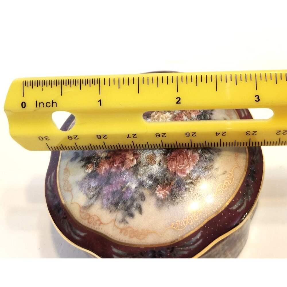 Lena Liu Vintage Magic Makers Floral Porcelain Trinket Box With Gold Trim READ - Picture 9 of 11